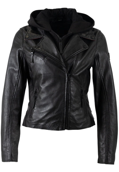 Christyn Star Detail with Hood RF Leather Jacket