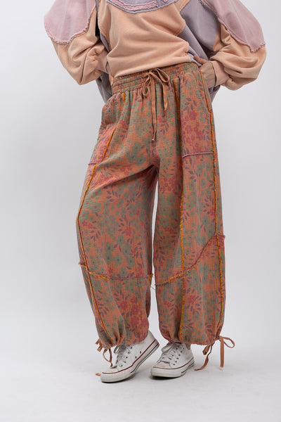 Floral Print Washed Harem Pants