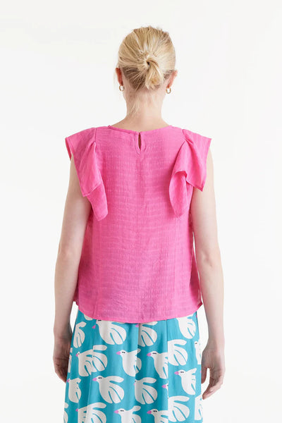 Pink Ruffle Sleeveless Top