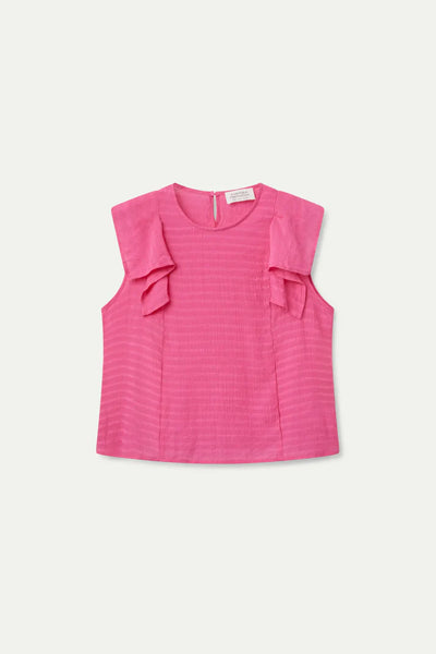 Pink Ruffle Sleeveless Top