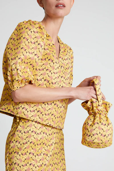 Yellow Floral Print Handbag