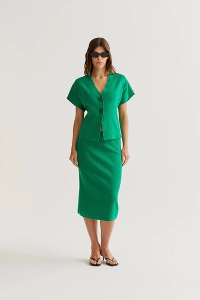 Green Knit Midi Skirt