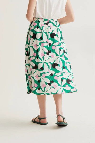 Hosta Print Midi Skirt