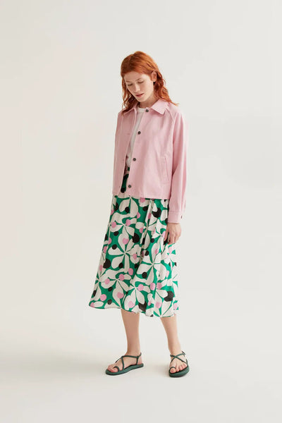 Hosta Print Midi Skirt