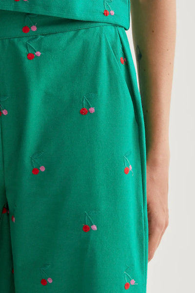 Trousers with Green Cherries Print