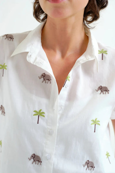 Elephant and Palm Tree Print Blouse