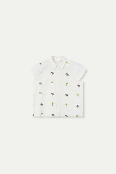 Elephant and Palm Tree Print Blouse