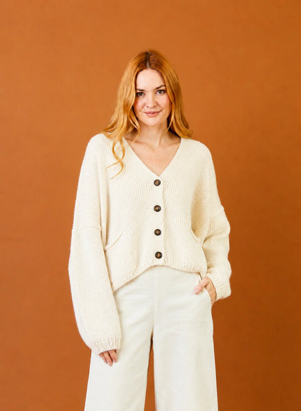 Fleurs Boyfriend Knit Cardi With Front Pockets