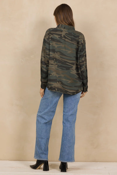 Printed Tencel Quarter Zip Top