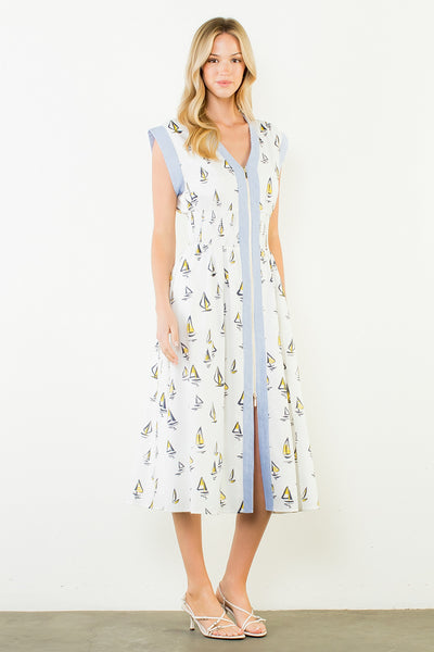 Short Sleeve Sailboat Midi Dress