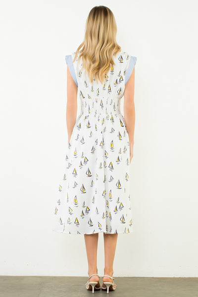 Short Sleeve Sailboat Midi Dress