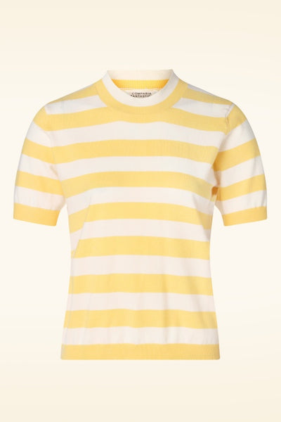Yellow striped short sleeve sweater