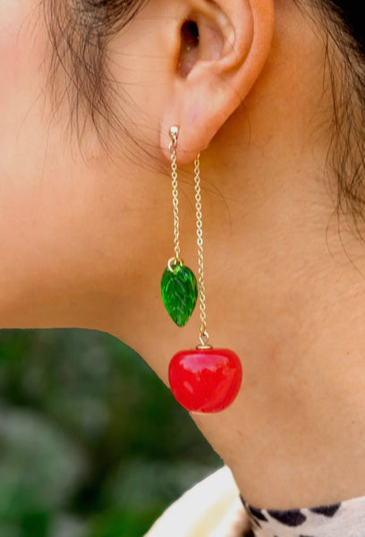 Cherry Bomb Layered Earrings - 18K Gold Plated/Murano Glass