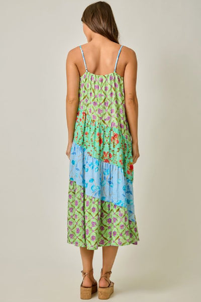Mixed Print Long Dress