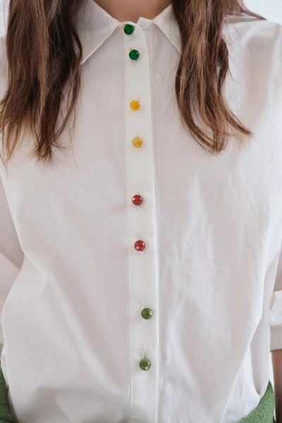 Multi Colored Jewel Button Blouse
