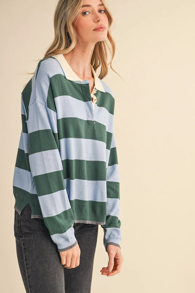 STRIPED RUGBY SWEATER