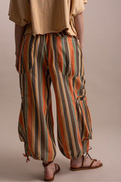 MULTI COLOR STRIPPED PANTS WITH BIG POCKETS