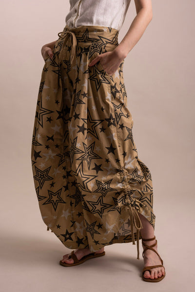 Ruched Side Wideleg Star Print Pants
