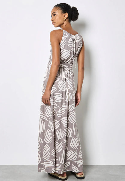 Oversized Shells High Neck Maxi Dress — Stone