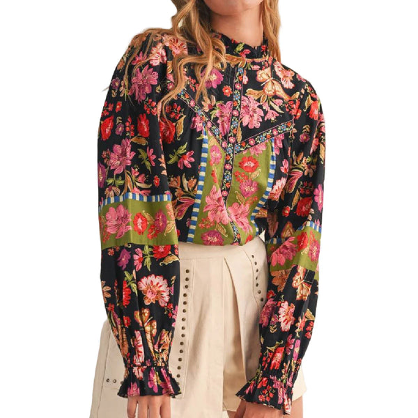 Floral Boarder Print Top