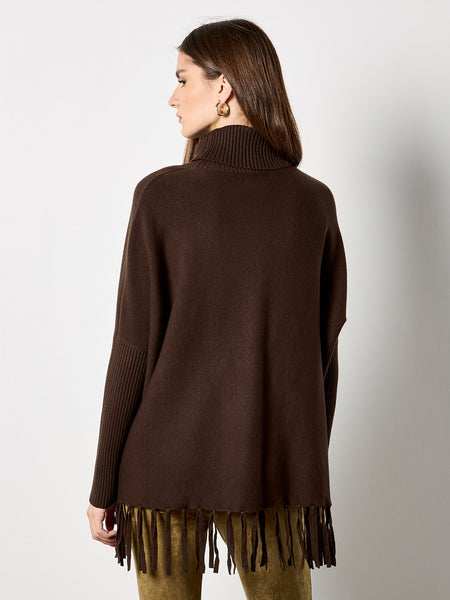 Roll Neck Fringe Poncho