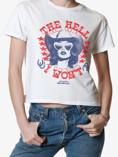 Hell I Won't Vintage White Classic Graphic Tee