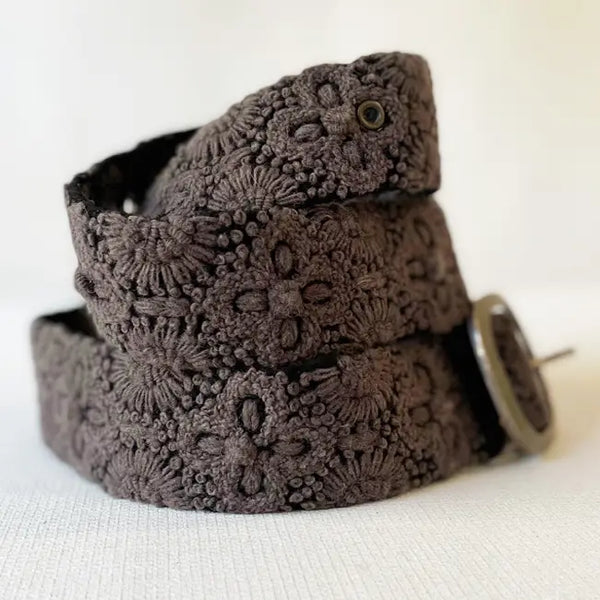 Midnight Oasis Embroidered Wool Belt