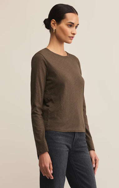 Modern Slub Long Sleeve Tee in Tavern