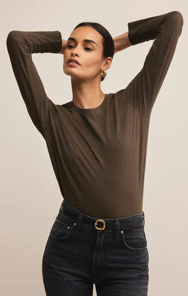 Modern Slub Long Sleeve Tee in Tavern