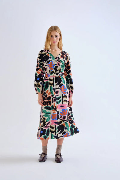 Neo Garden Print Midi Dress