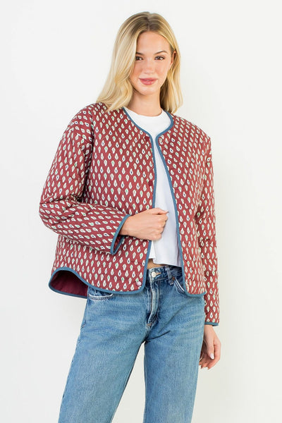 Print Detailed Quilted Jacket