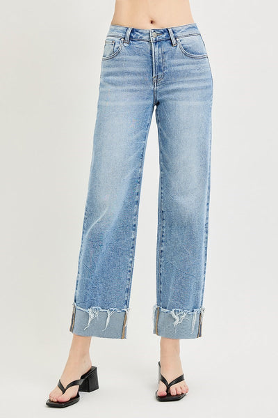 HIGH RISE CROP BOYFRIEND CUFFED JEANS