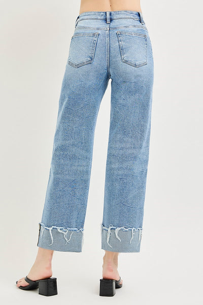 HIGH RISE CROP BOYFRIEND CUFFED JEANS