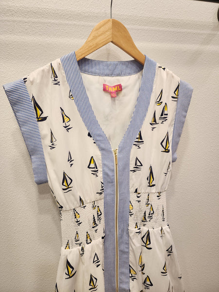 Short Sleeve Sailboat Midi Dress