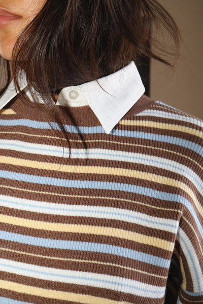 Striped Knit Collar Top