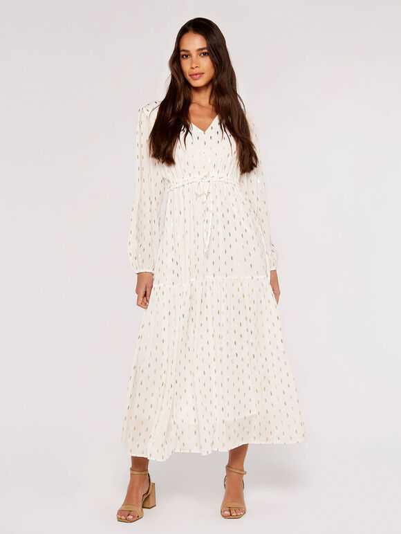 Foil Luminous Tiered Midi Dress