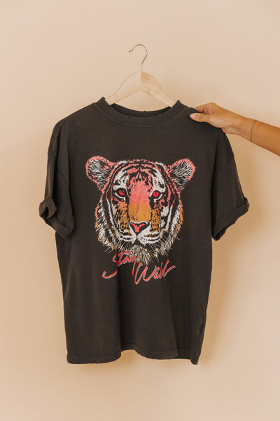Girl Dangerous Stay Wild Tiger Tee Large