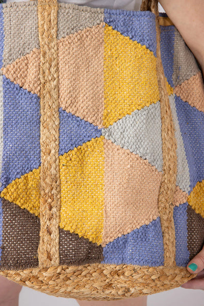 Isla Jute Tote Bag in Multi - Geo