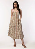 Thin Strap Gingham Pattern Dress