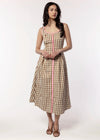 Thin Strap Gingham Pattern Dress