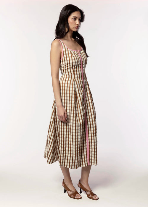 Thin Strap Gingham Pattern Dress