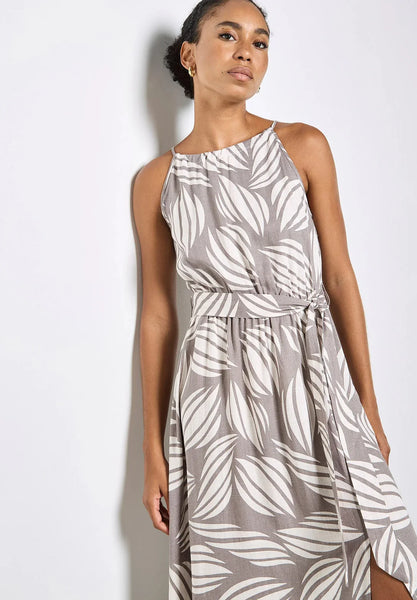 Oversized Shells High Neck Maxi Dress — Stone