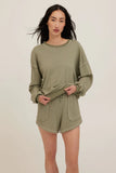 Greene Heathered Contrast Stitch Crew Neck Sweatshirt