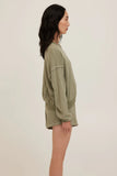 Greene Heathered Contrast Stitch Crew Neck Sweatshirt