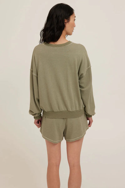 Greene Heathered Contrast Stitch Crew Neck Sweatshirt