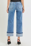 MID RISE ANKLE STRAIGHT CUFFED JEANS