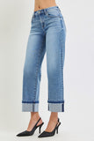 MID RISE ANKLE STRAIGHT CUFFED JEANS