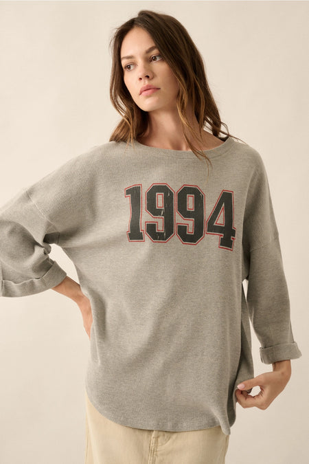 Knit Sweater Printed Number Graphic On Front