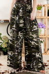 Washed Paint Splatter Camouflage Wideleg Pants