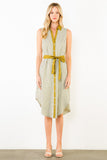 Sleeveless Striped Button Down Dress